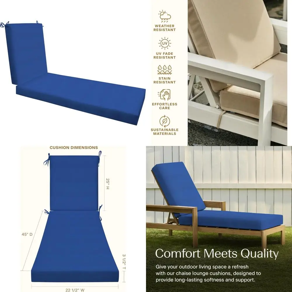

Blue Outdoor Chaise Lounge Chair Cushion, 22.5 x 70, Textured Solid for Patio Furniture, Sapphire Blue Cushion