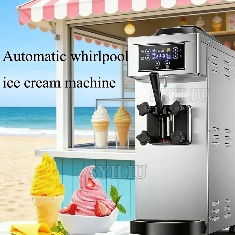 Commercial Mini Ice Cream Machine 1100W 10-12L/H Single-head 8L Hoppers Soft Ice Cream Maker
