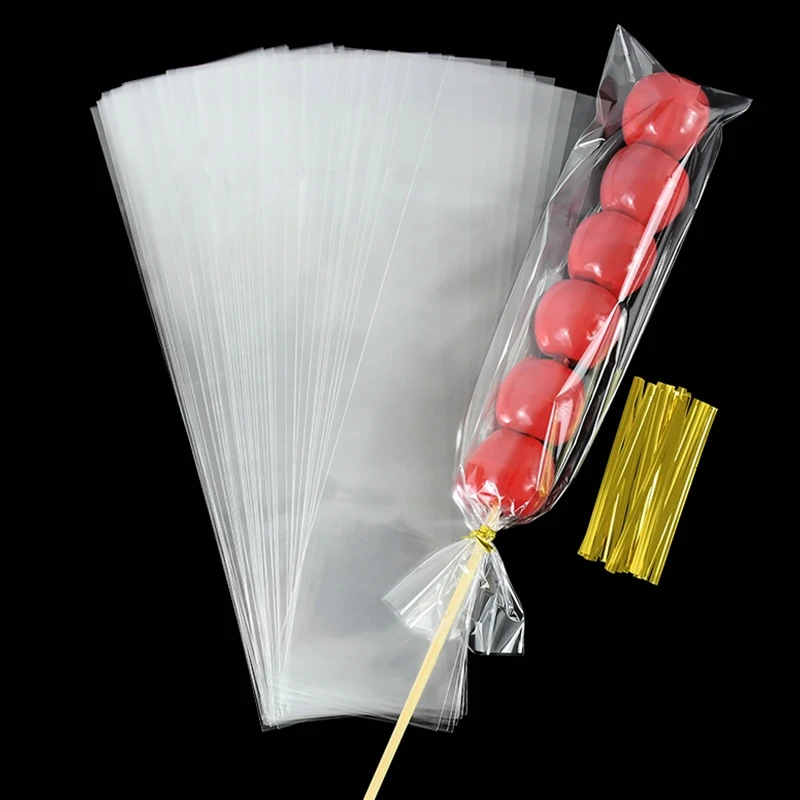 

50/100/200pcs Clear Long Candy Treat Bag Cellophane Plastic Cookie Lollipop Gift Packaging Bag Wedding Birthday Favor Decoration