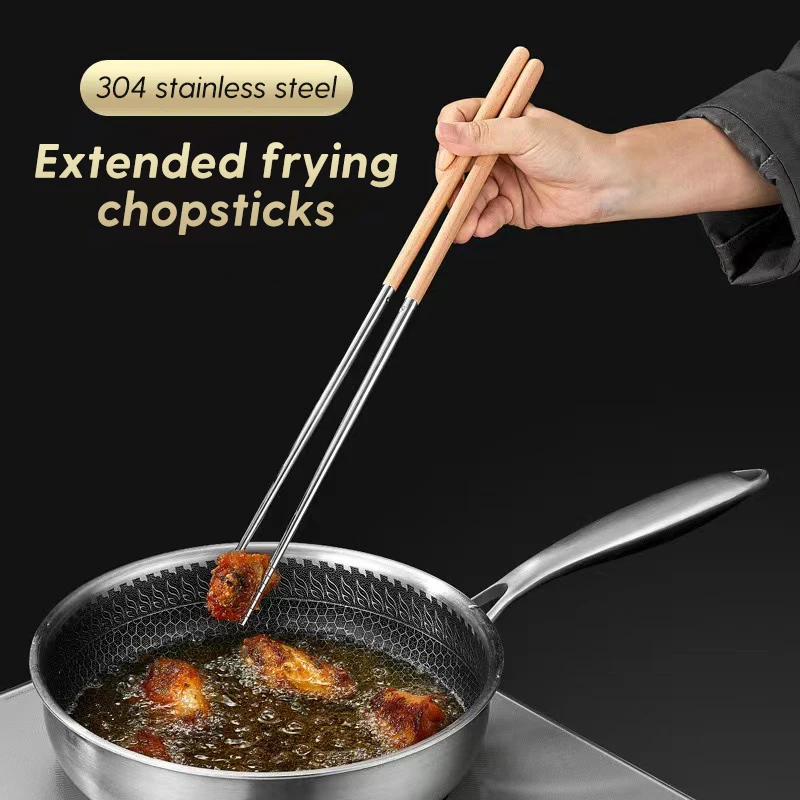 

Stainless Steel Chopsticks Long Chopsticks Cook Noodles Deep Fried Hot Pot Chinese Chopsticks Reusable Metal Chopstick Tableware