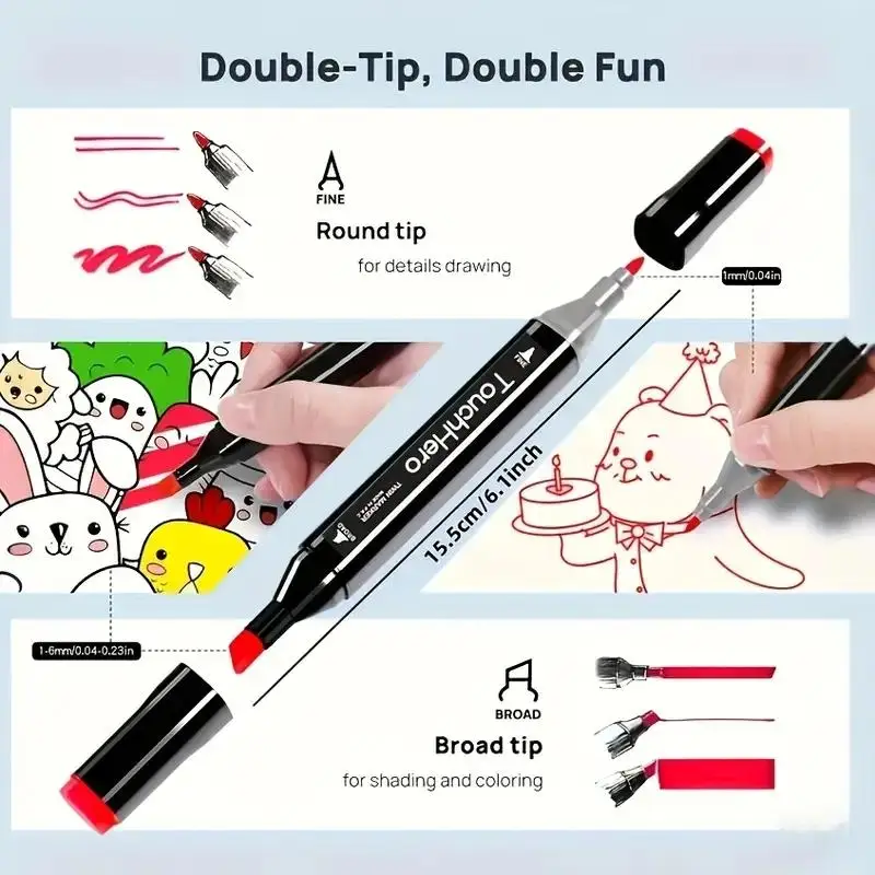 24/36/48/60/80/120/168/262 ألوان علامات رسم الكحول طرف مزدوج علامات رسم فنية دائمة للتوضيح المدرسية الموردة