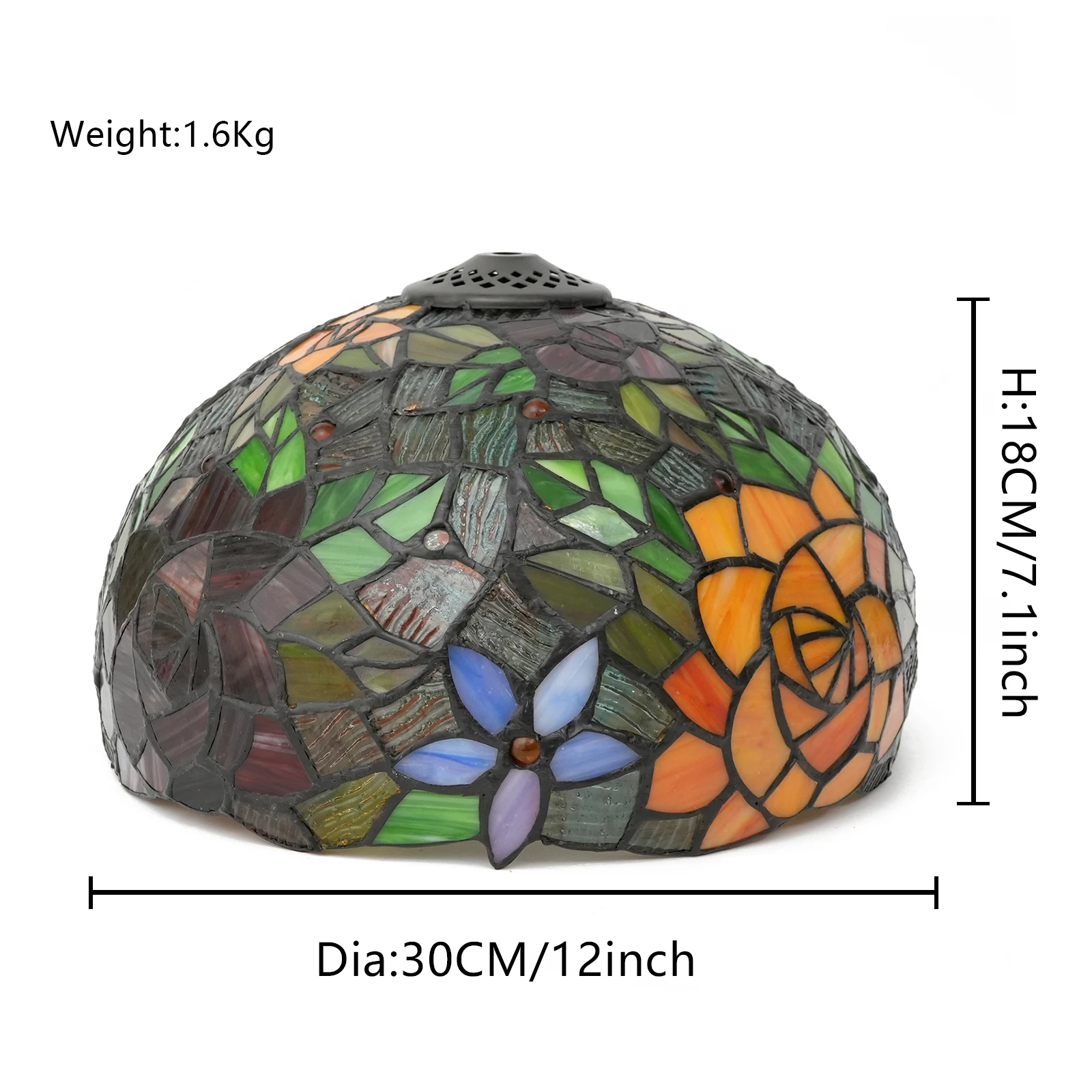 Tiffany Style Lamp Shade Replacement Only Rose Stained Glass Lampshade Retro Floral Lamp Cover Accessories Fit for Table lamp