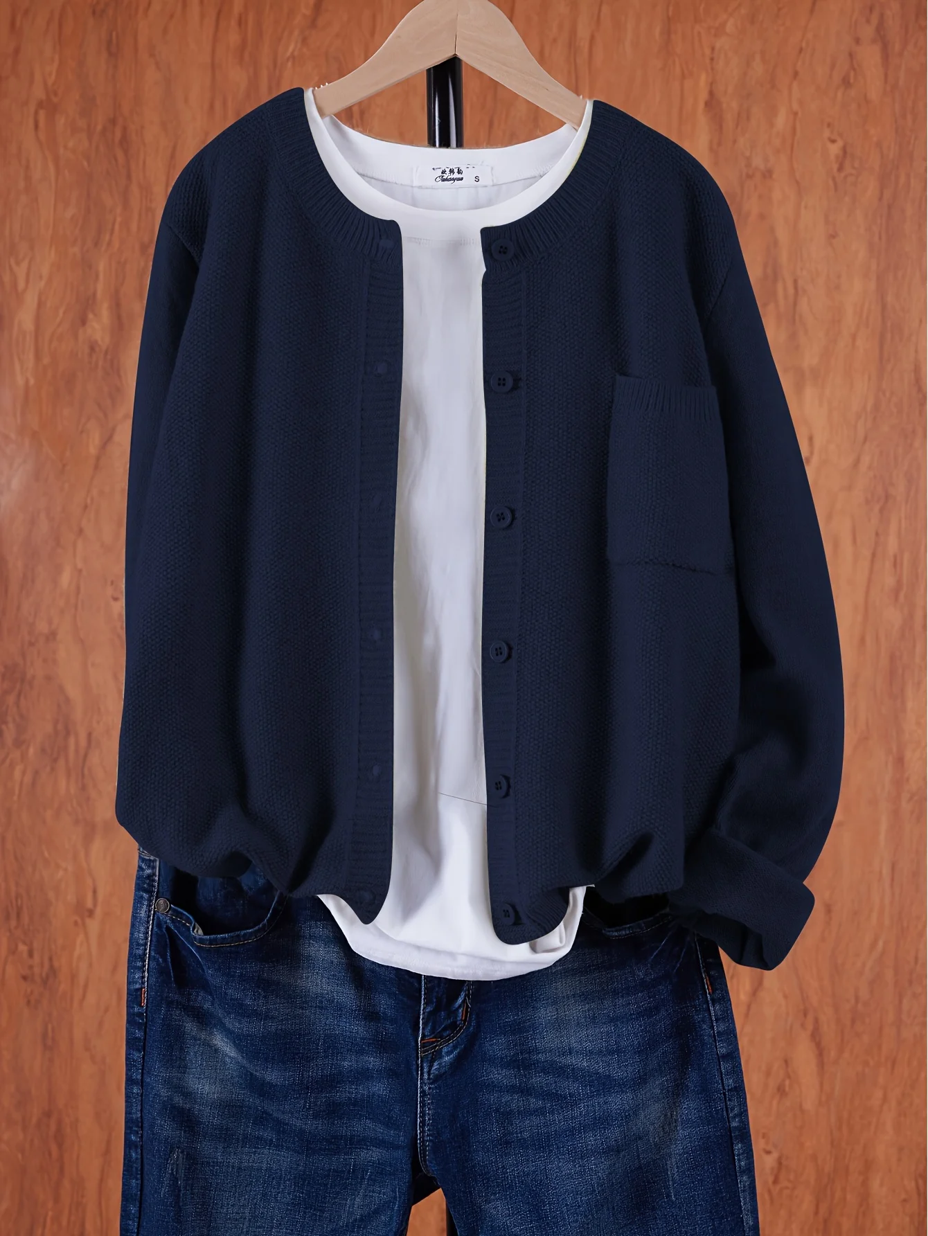 

Ladies Casual Pocket Cardigan Solid Button Down Knitted Sweater Elegant Outerwear Spring Fall