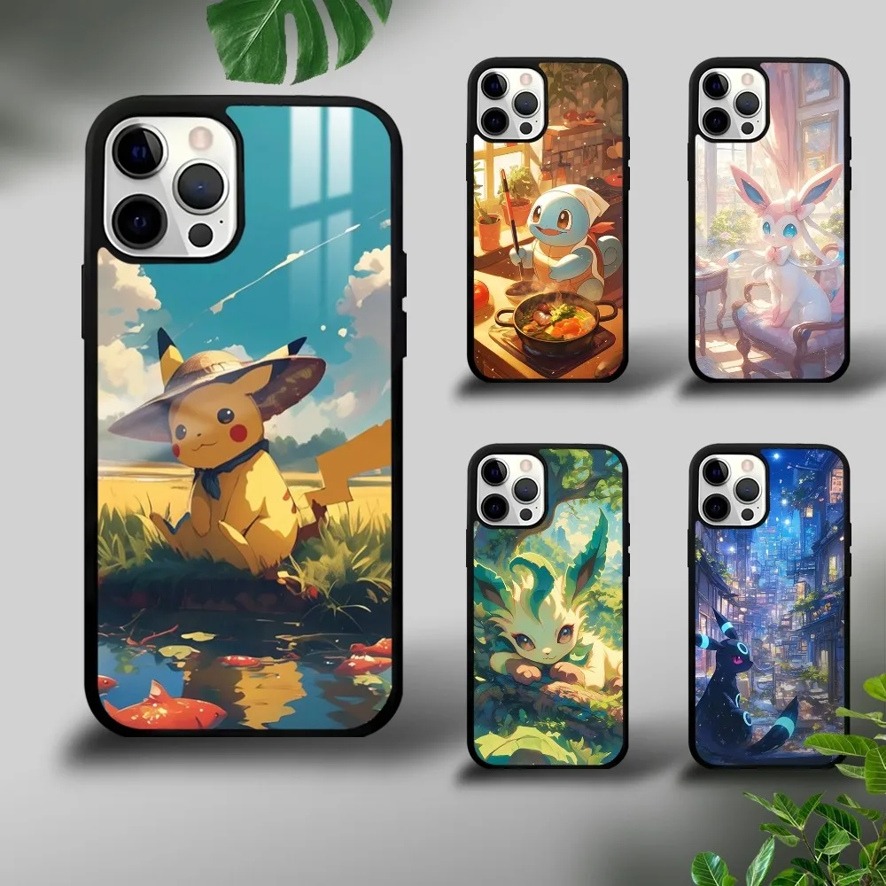 เคสโทรศัพท์การ์ตูน Squirtle Pikachu สำหรับ iPhone 16 15 14 13 12 11 Pro XS MAX MINI PLUS celulares Hard funda