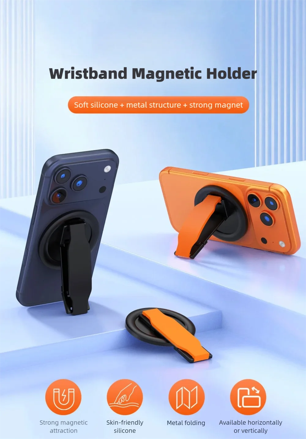 Für Magsafe Handyhalterung Magnetischer Mobiltelefonhalter Tragbarer Klappbarer Ständer Telefonringgriff Tok Armband Tischhalterung – Detail 1