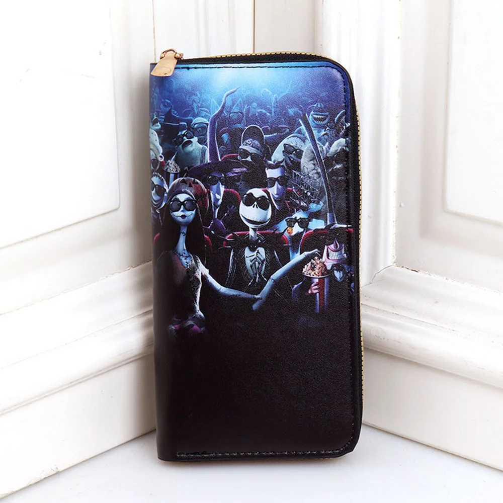 New Nightmare Before Christmas Jack Skellington Sally Wallet Cartoon Print Multifunctional Skull Coin Purse Kids Gift Fashion
