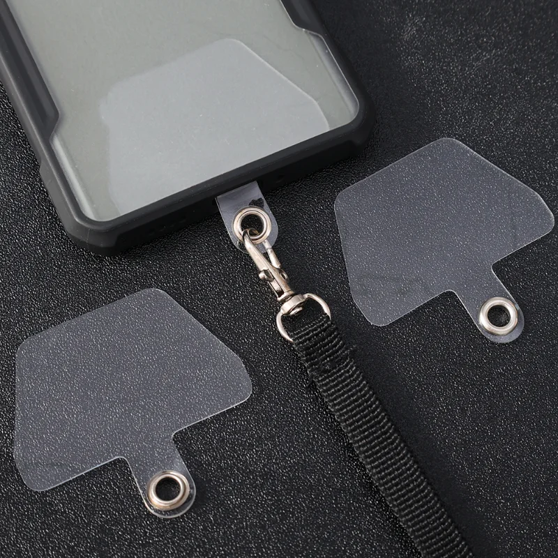 Transparent Phone Lanyard Patch Universal Phone Tether PVC Mobile Tether Tab Phone Case Lanyard Anti-drop Gasket with Metal Ring