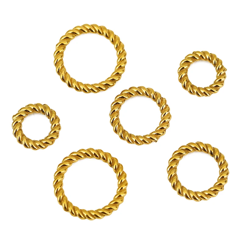 10 قطعة PVD أبدا تتلاشى الفولاذ المقاوم للصدأ مغلقة الانتقال خواتم السائبة 8 10 12 مللي متر الملتوية سبليت خواتم قلادة موصلات صنع المجوهرات