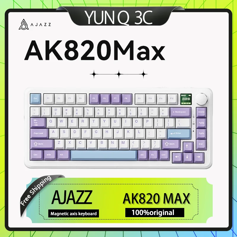 Ajazz Ak820 Max Wireless Magnetic Axis Keyboard Bluetooth Three Mode Customized Side Carved Key Cap Gasket Structure E-Sports Ga