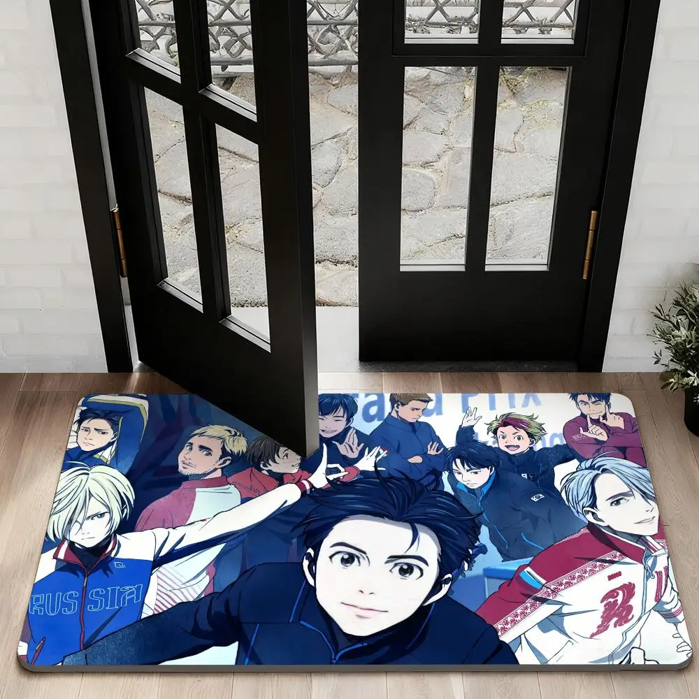 

Y-Yuri On IceS Anime Floor Mat Diatom Bath Mat Absorbent Quick Dry Non-Slip TPR Backing Soft Plush Draining Rugs