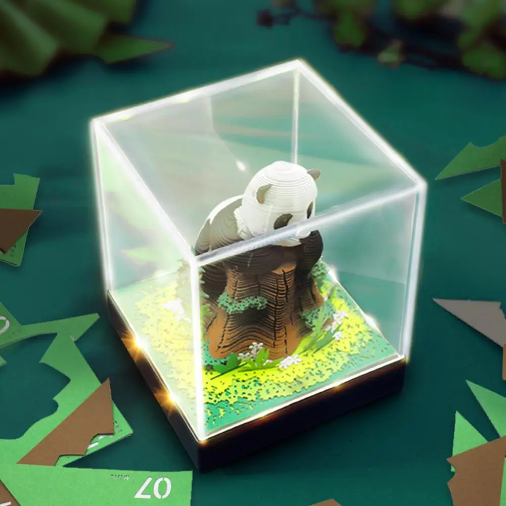 

2024 Calendar Illuminated Giant Panda Paper Sculpture 3D Desktop Sticky Creative Gifts Note Paper Three-dimensional Calenda O4J4