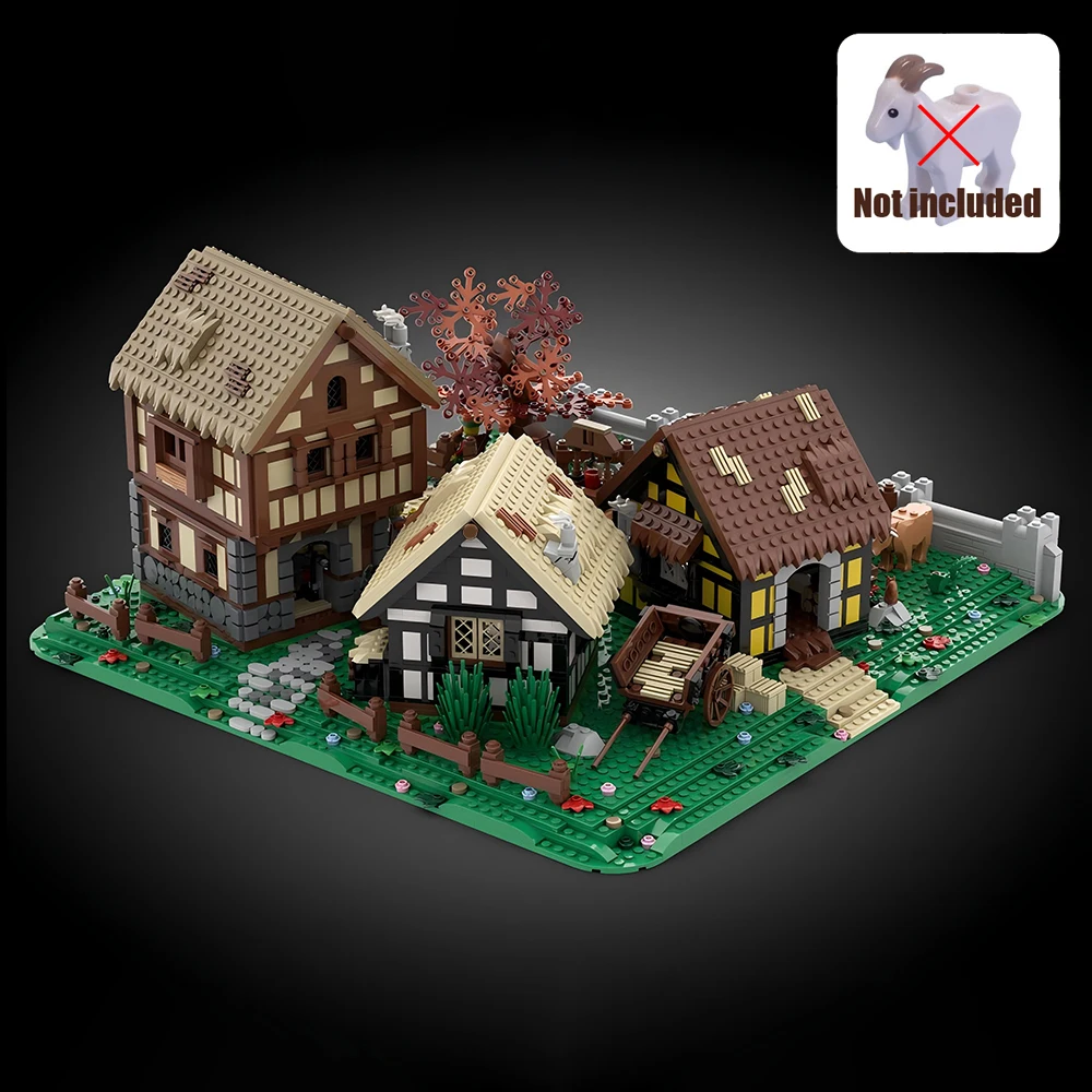 جديد Moc العمارة منزل القرون الوسطى Diorama Cowshed التكنولوجيا وحدات اللبنات هدية عيد الميلاد لعبة لتقوم بها بنفسك مجموعة الجمعية