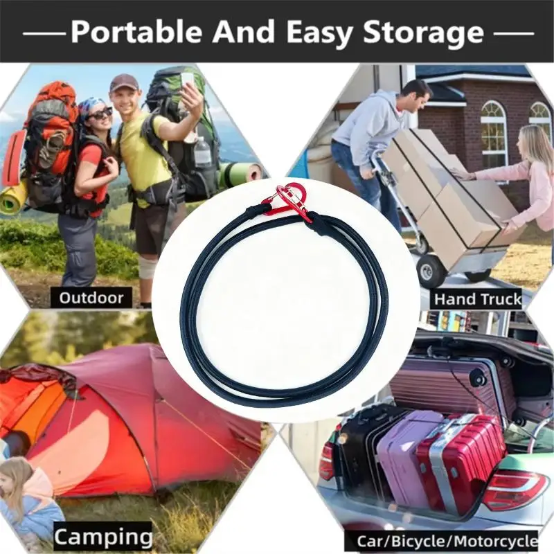 1Pcs Heavy Duty Bungee Cord Elastic Tie Strap String Carabiner Hooks Accessories