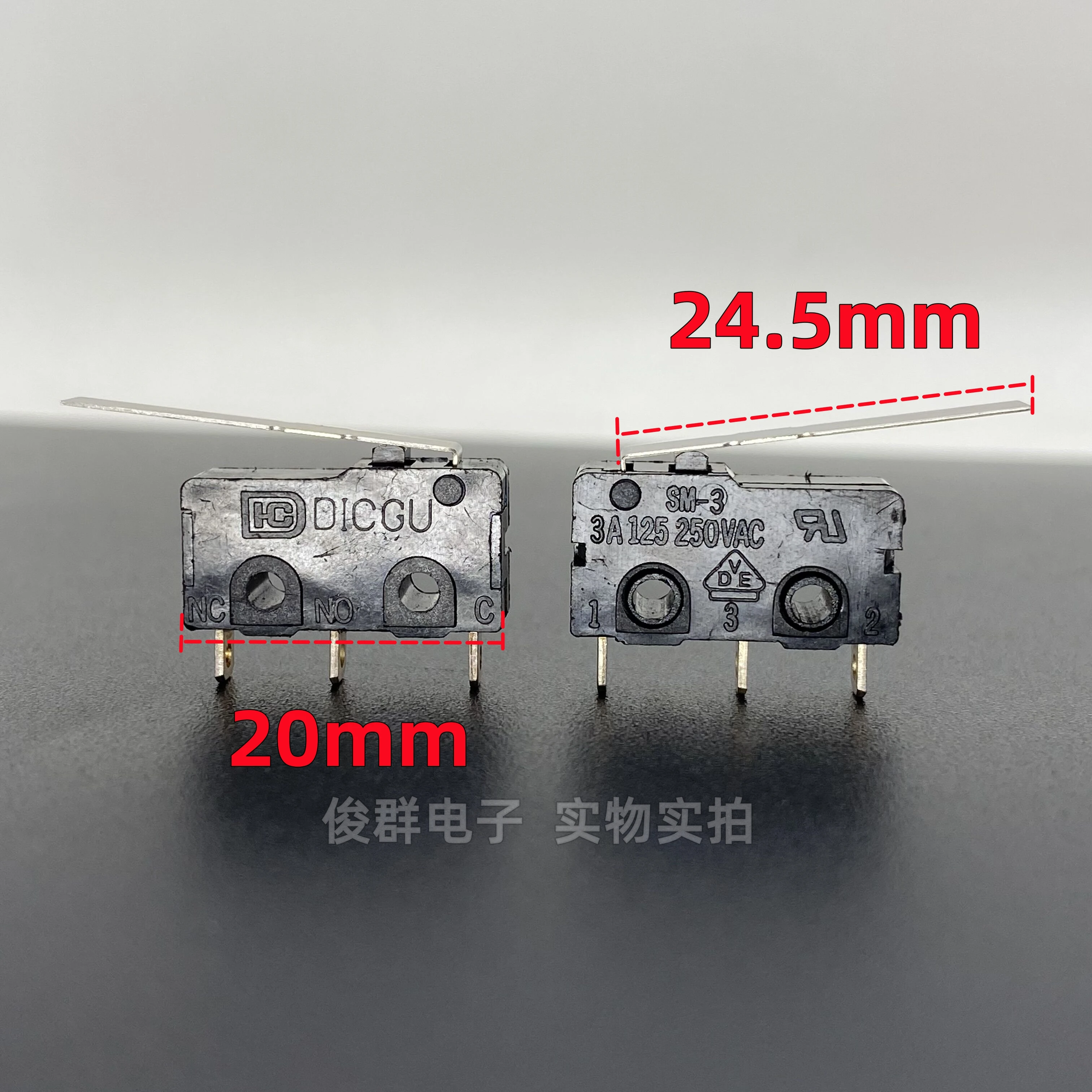 10pcs/Taiwan SM-3 micro switch with handle 3 feet 3A stroke limit detection reset touch button