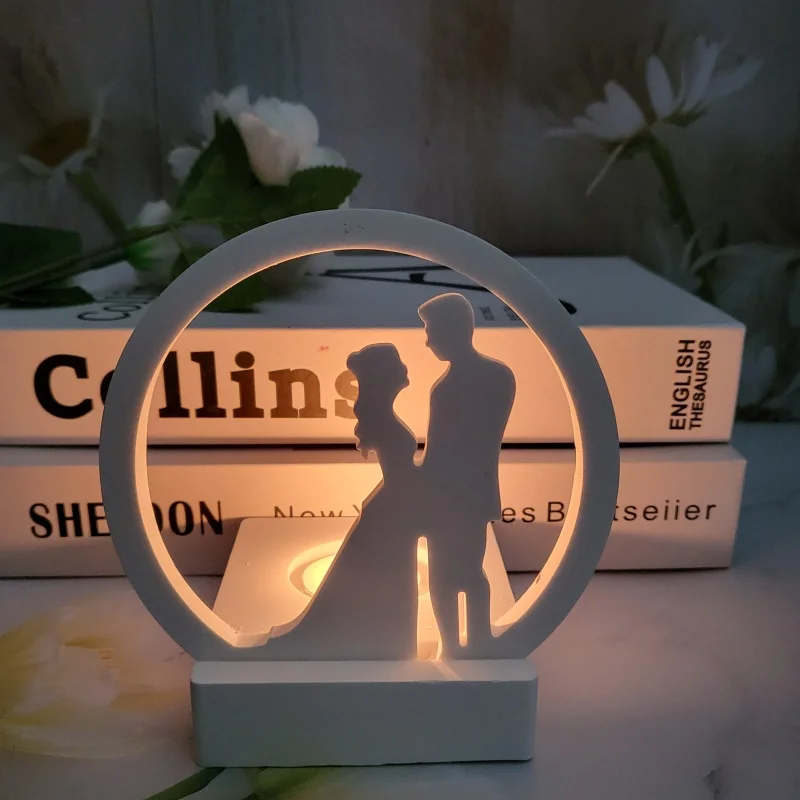 Newlyweds in The Circle Plug-in Decorative Candlestick Plaster Mold DIY Silicone Moulds