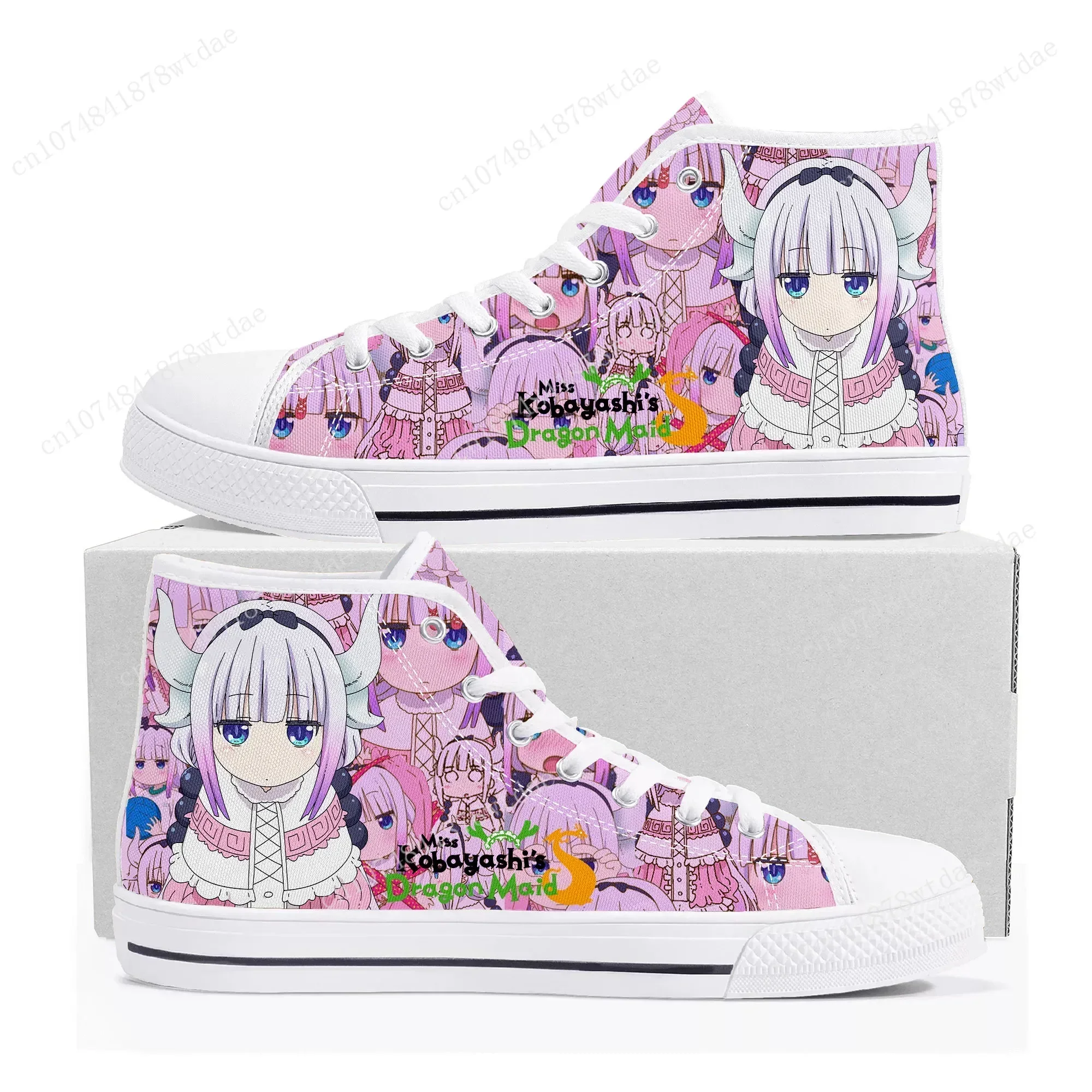 Miss Kobayashi Dragon Maid High Top Sneakers Mens Womens Tohru High Quality Canvas Sneaker Couple Customized Shoes