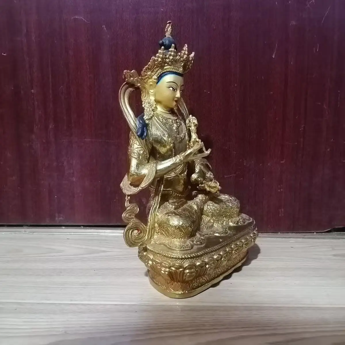7inch Vajrasattva Jambhala blessed Buddha statue Buddhism Bronze