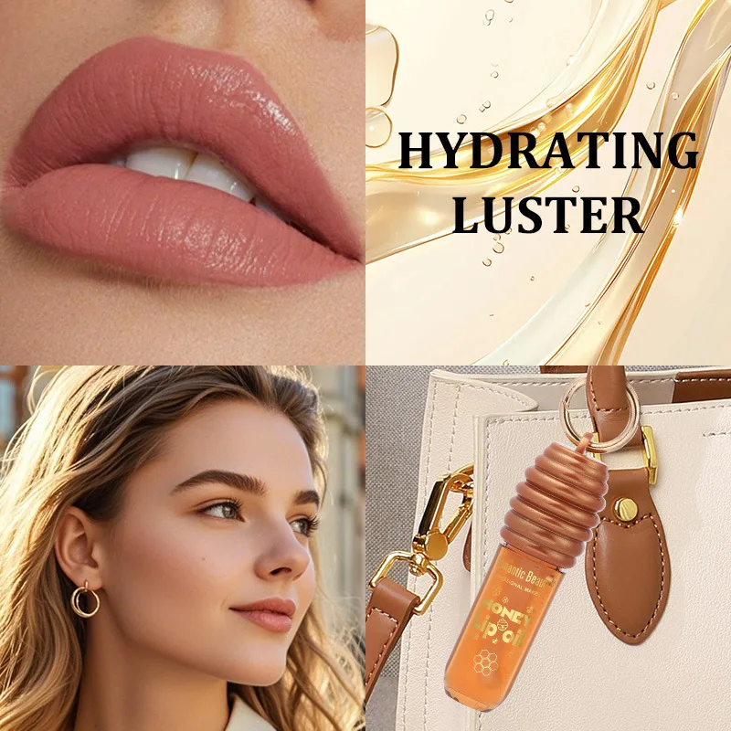 Honey Lip Oil Essence Moisturizing Lip Gloss with Keychain Portable Lip Balm Lipstick Glaze for Bags Popular Beauty Care view 3