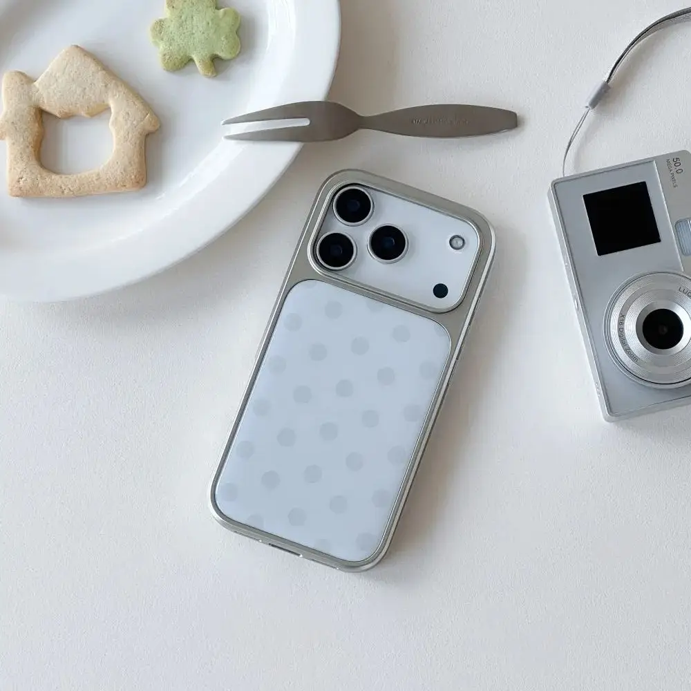Korean Ins Minimalist Blue Polka Dot Phone Case For iPhone 17 16 15 14 13 12 11 Pro Max Plus Y2K Creative Design Versatile Cover - view 3
