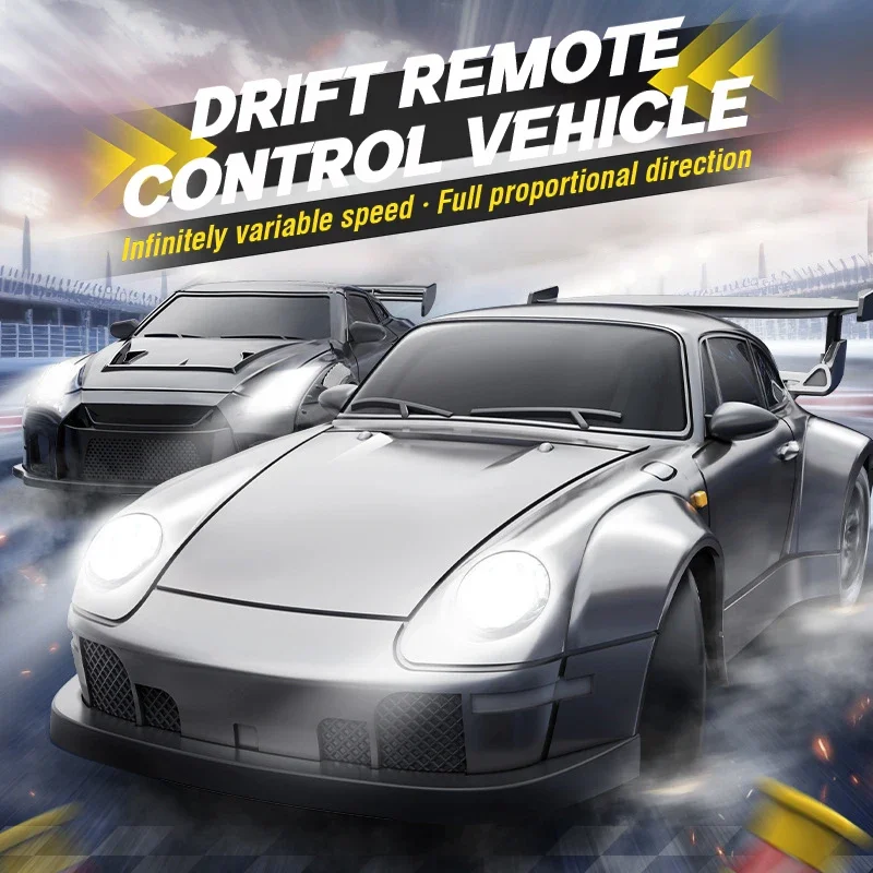 1/24 RC High Speed Drift Car 15km/h Full-scale Dual Motor Remote Control 4WD Lighting Vehicle Multiplayer Competition Kids Toys