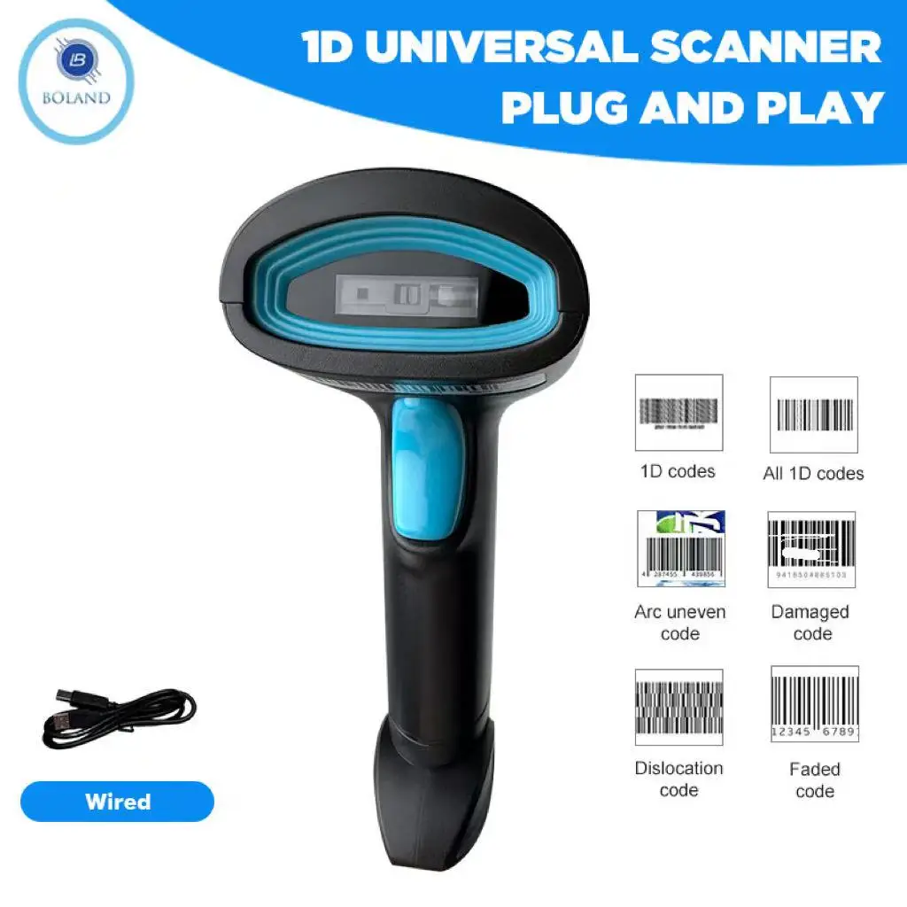 Bolan U11 2D Bar Code Reader Wired Barcode Scanner Handheld Parcel Scanner For Supermarket Retail Shop Warehouse Inventory
