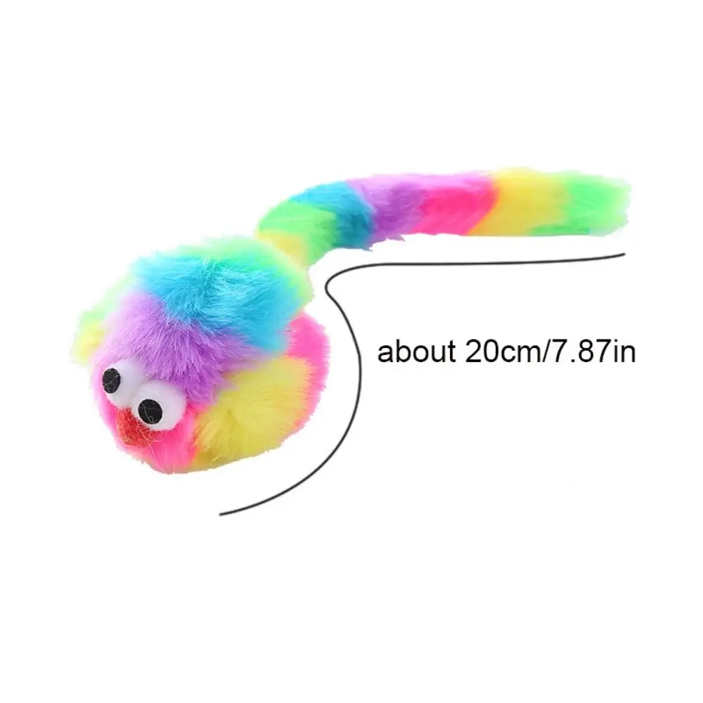 Mouse-shaped Big Eyed Mouse Cat Toy Bite Resistant Rainbow Color Squeaky Cat Toys Cat Teeth Grinding Toys Plush