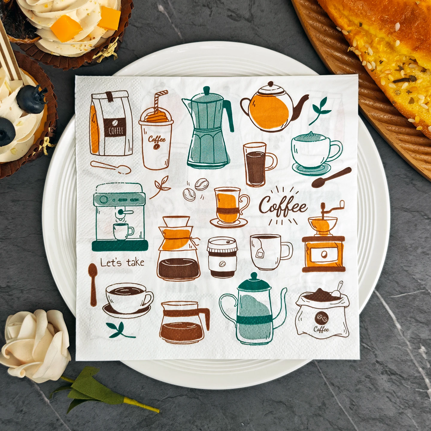 20/50pcs 33*33cm 2ply Coffee Time paper Napkins Suitable for