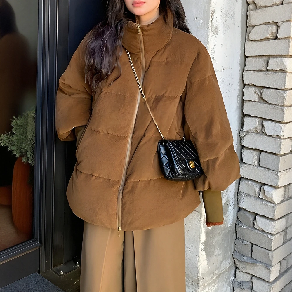 

Cotton-Padded Jacket Long Sleeve Casual Style Autumn Winter Clothes Straight Tube Sleeves No Decoration Women's Topwear