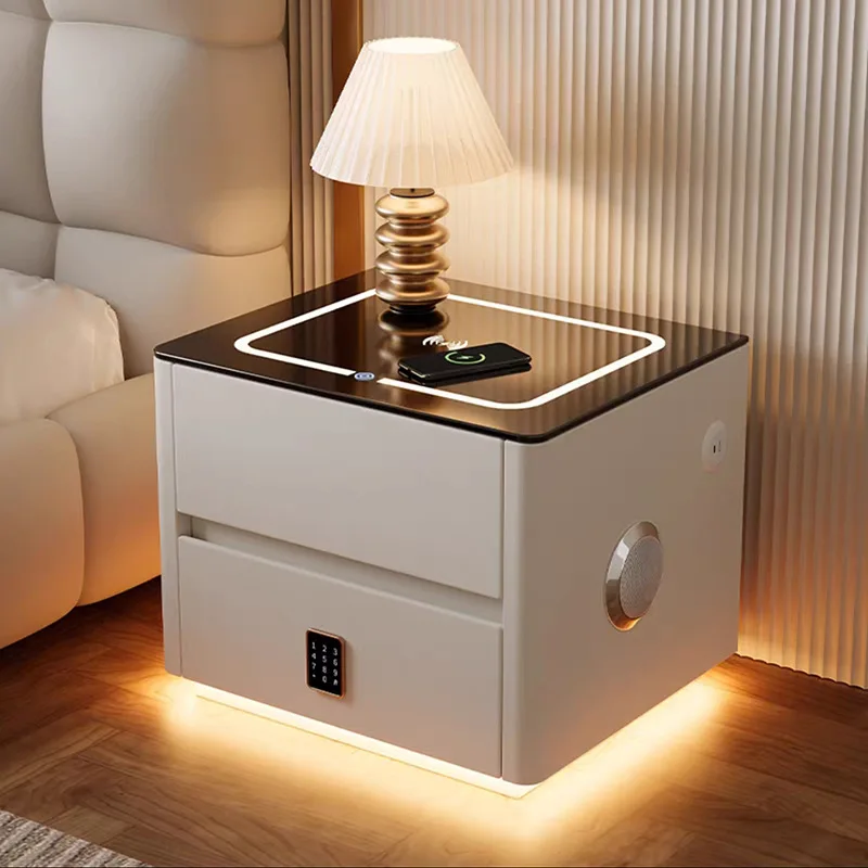 Table de chevet intelligente, chambre à coucher, luxe léger et petite table de chevet audio à chargement sans fil haut de gamme