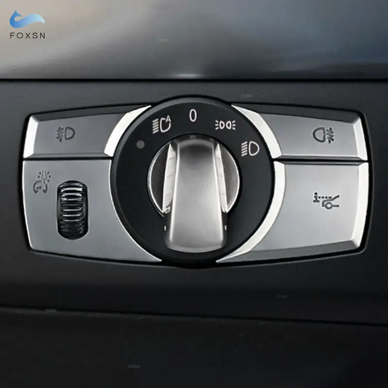LHD For BMW X5 E70 2008 2009 2010 2011 2012 2013 X6 E71 2009-2014 Car ABS Chrome Interior Headlight Switch Button Cover Trim