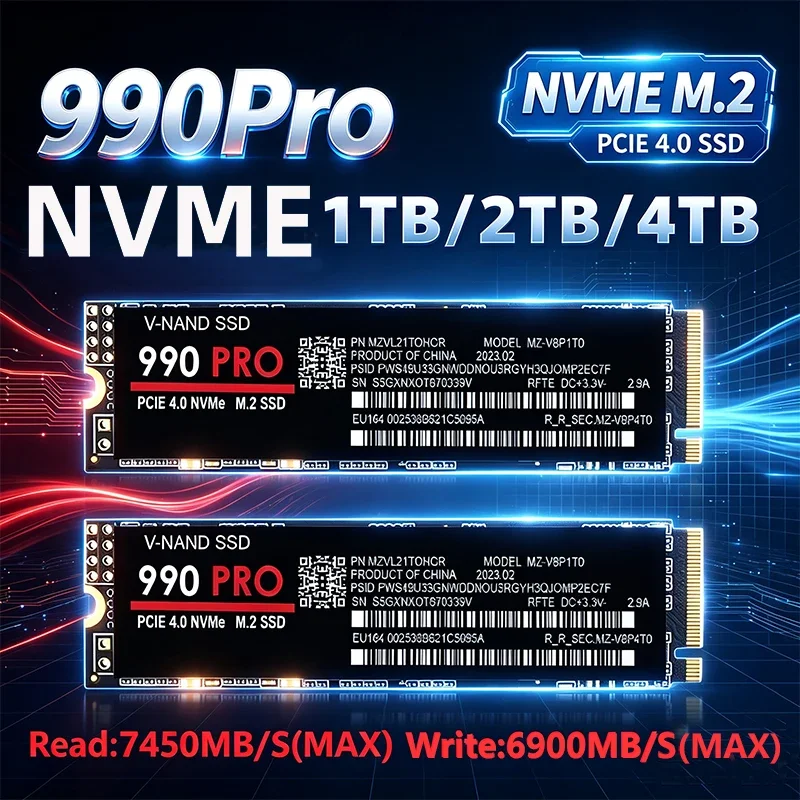 990 PRO M.2 NVMe SSD 2TB 4TB PCIe Gen4 High Performance Internal Solid State Drive M.2 2280 For PS5 Desktop Laptop PC