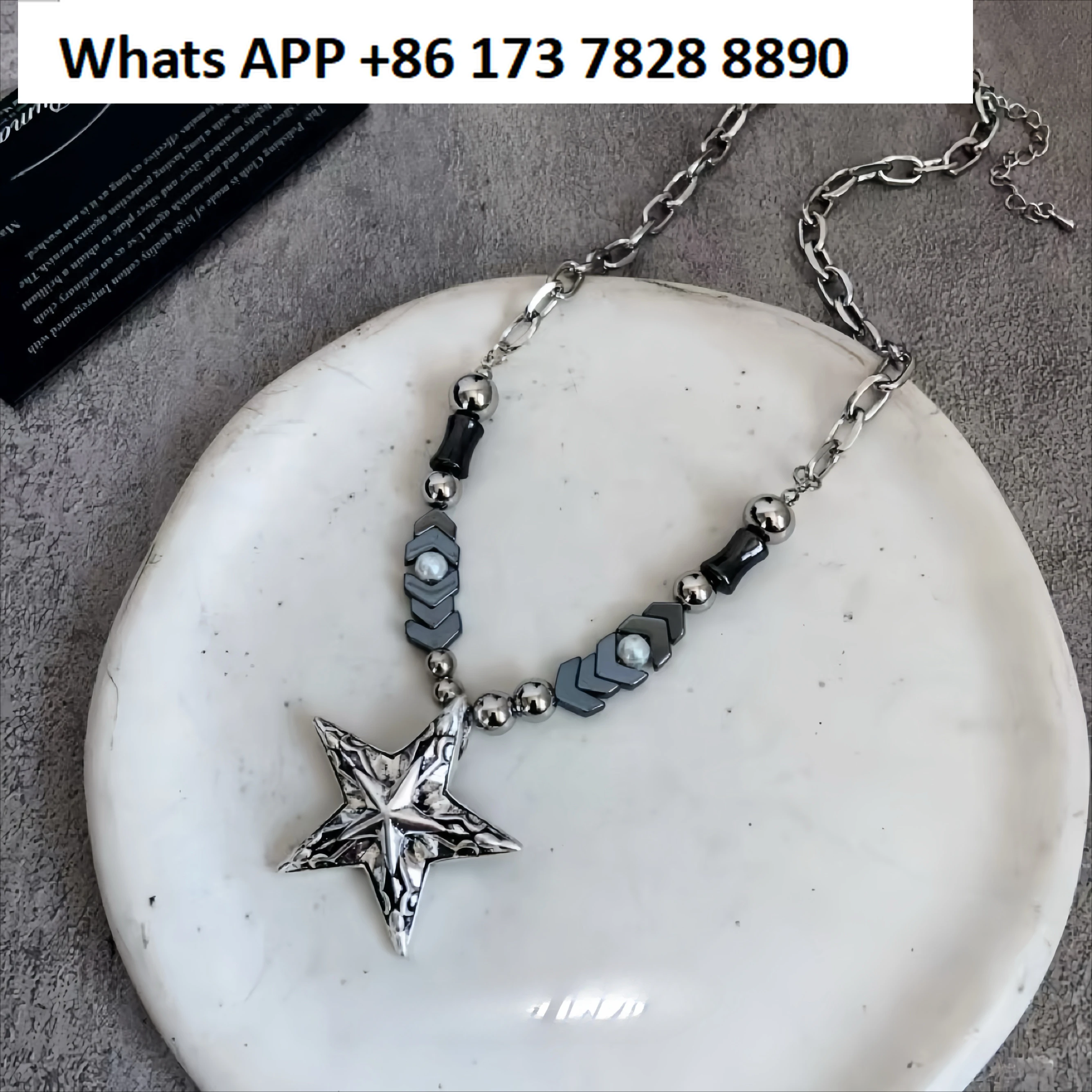 Vintage pentagram y2k hottie subculture necklace niche design hip hop trend men and women