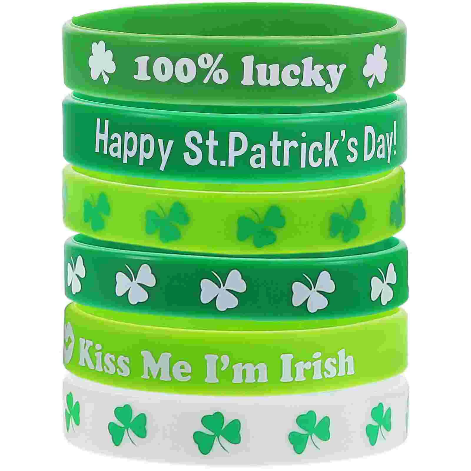 6 Pcs St Patrick's Day Bracelet Silicone Bracelets Wrist Decoration Silica Gel Wristband for Adults Lovers Creative