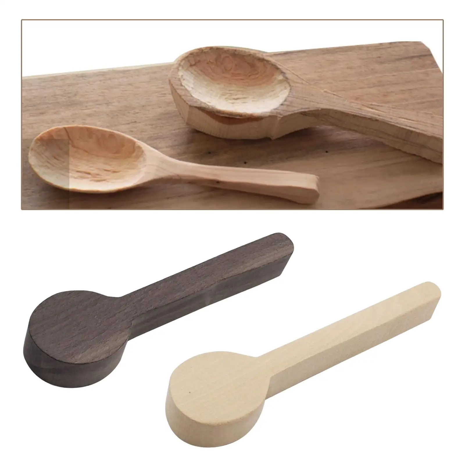 Portable Wooden Carving Spoon Blank Beech and Walnut Unfinished Art Supplies Wood for Beginner DIY Whittling Accessories