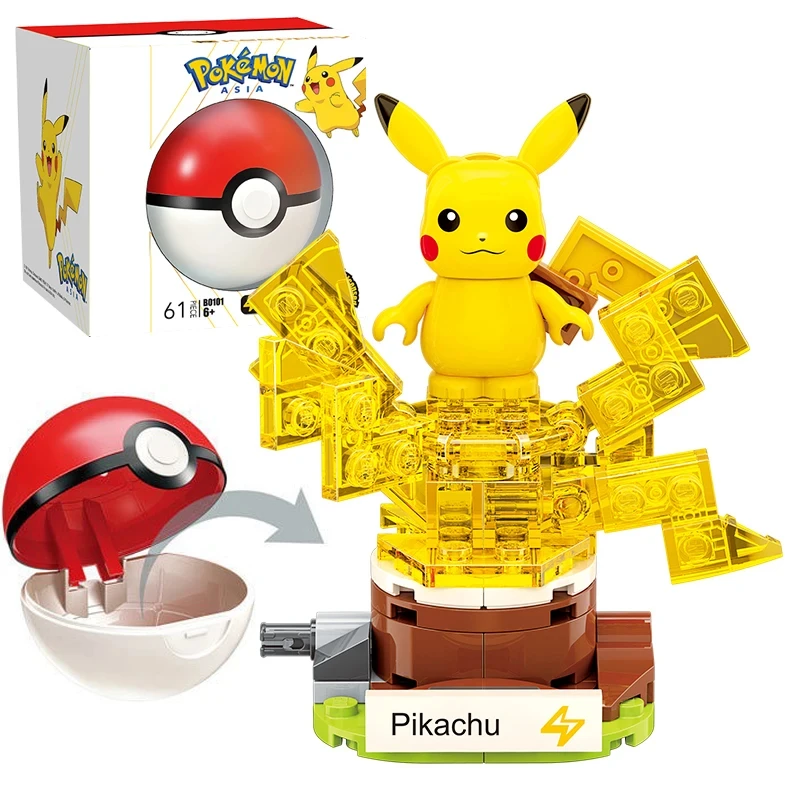 Pokemon Mini Pikachu Claw Crane Building Blocks Charizard Pikachu Squirtle Bulbasaur Assembly Model Educational Kid Toy For Gift