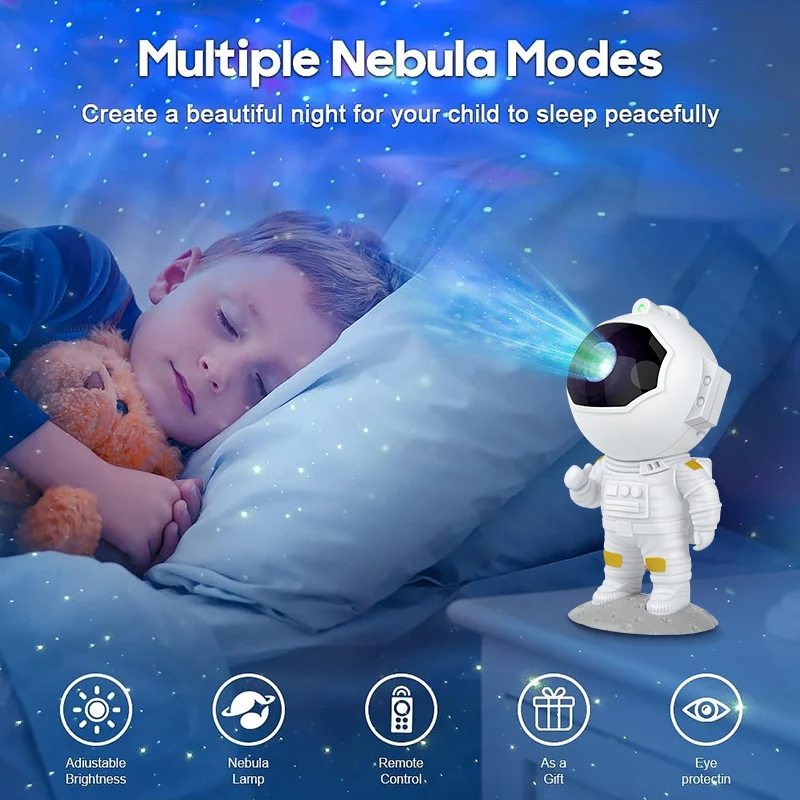 LED Astronaut Galaxy Starry Sky Projector Lamp Home Children\'s Bedroom  Decor Night Light Remote Control Nebula Projection Lamps