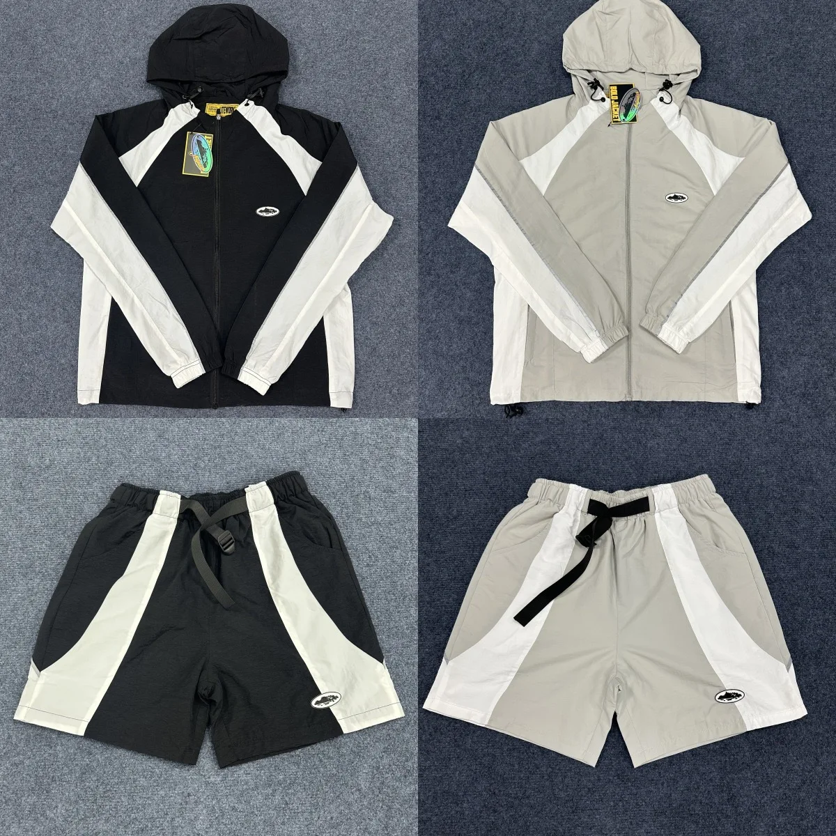 

Street Hip Hop Sle Embroidered Zipper Jaet Logo Edition with Tag Pants Youth Summer Long Sve ort Pants M Suit