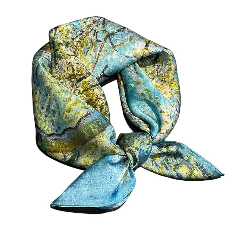 100% Silk Square Scarf for Women Small Neck Foulard Kerchief Bandana Soft High Quality Real Silk Scarves Hairbands