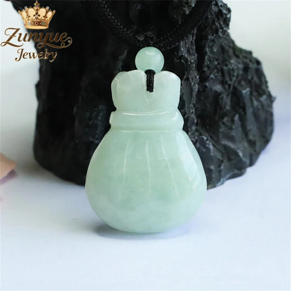 

High-End Natural Burmese A-Grade Jadeite Money Bag Pendant Luxury Quality Fashion Jewelry Exquisite Elegant Popular Charms Gift