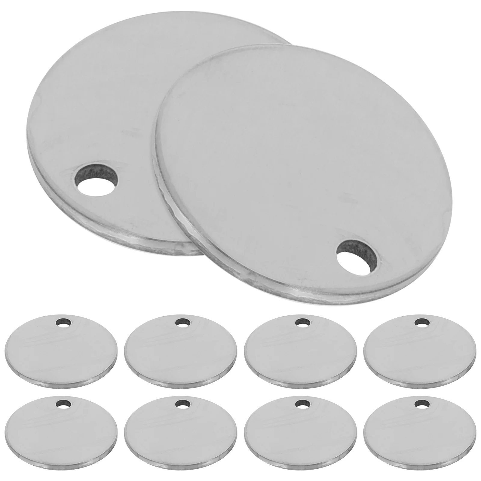

10 Pcs Blank Dog Tags Stainless Steel Stamping Charm Round Blanks Metal Pendants