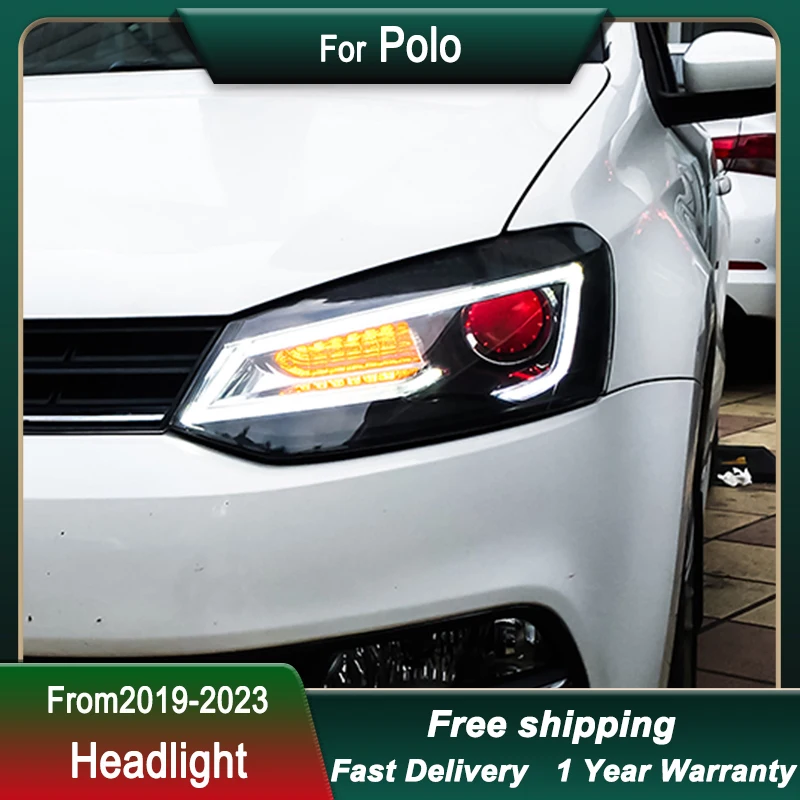 تصفيف السيارة المصابيح الأمامية ل Volkswagen VW Polo 2011-2018 نمط جديد كامل LED رئيس مصباح DRL رئيس مصباح الجبهة ضوء الجمعية