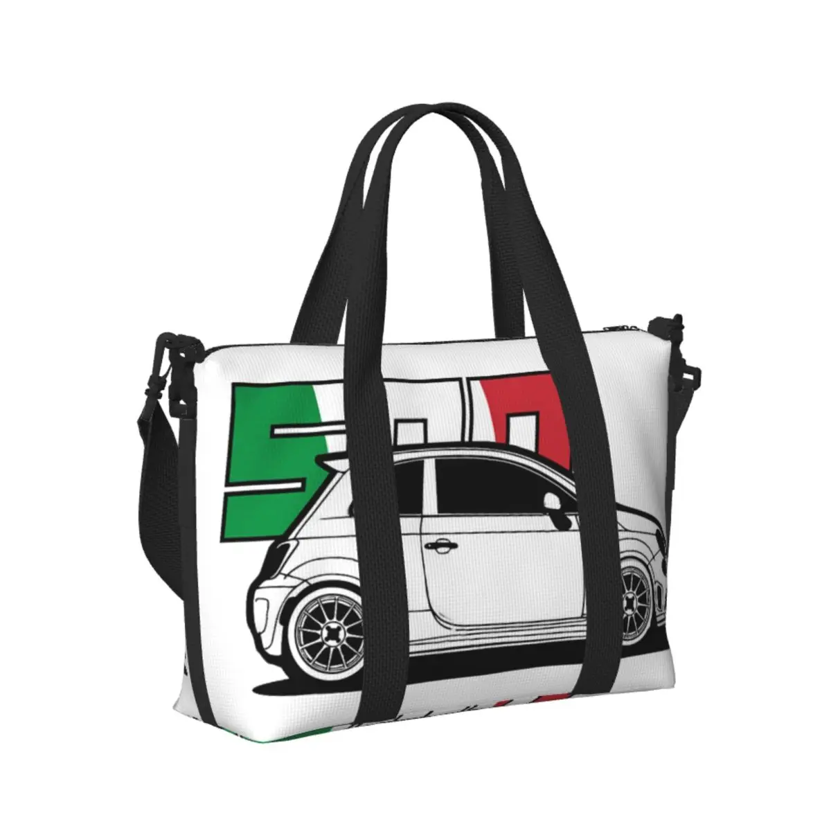 

Пляжная дорожная сумка Fiat 500 Abarth на заказ, большая вместительная сумка-тоут для тренажерного зала, йоги, женская дорожная сумка для покупок