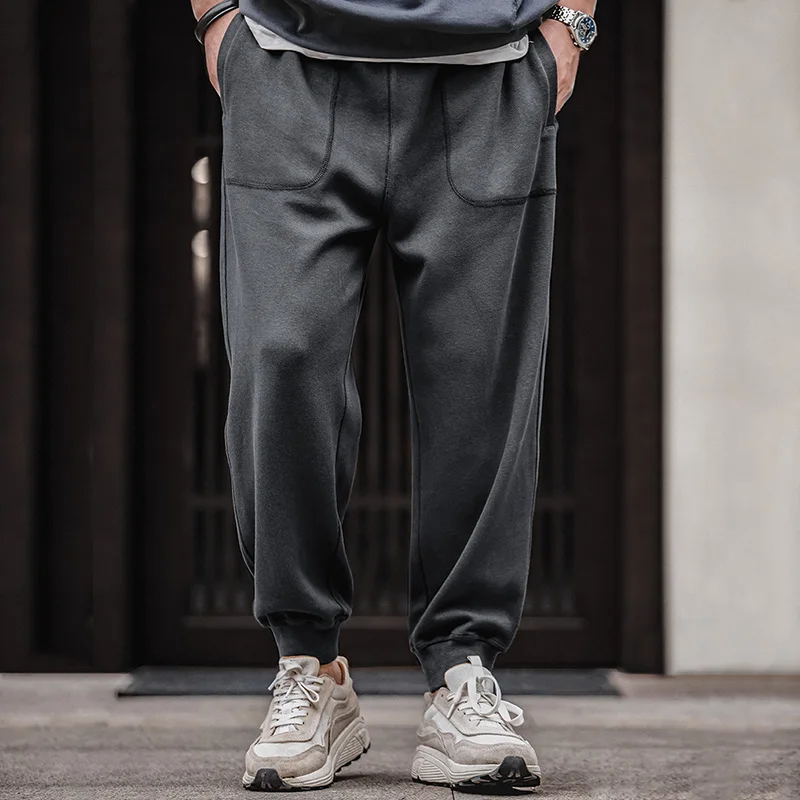 Maden Casual Gray Running Sweatpants Large Pocket Drawstring Workout Training Pants Comfortable Elastic Waist Men's Jogger Pants