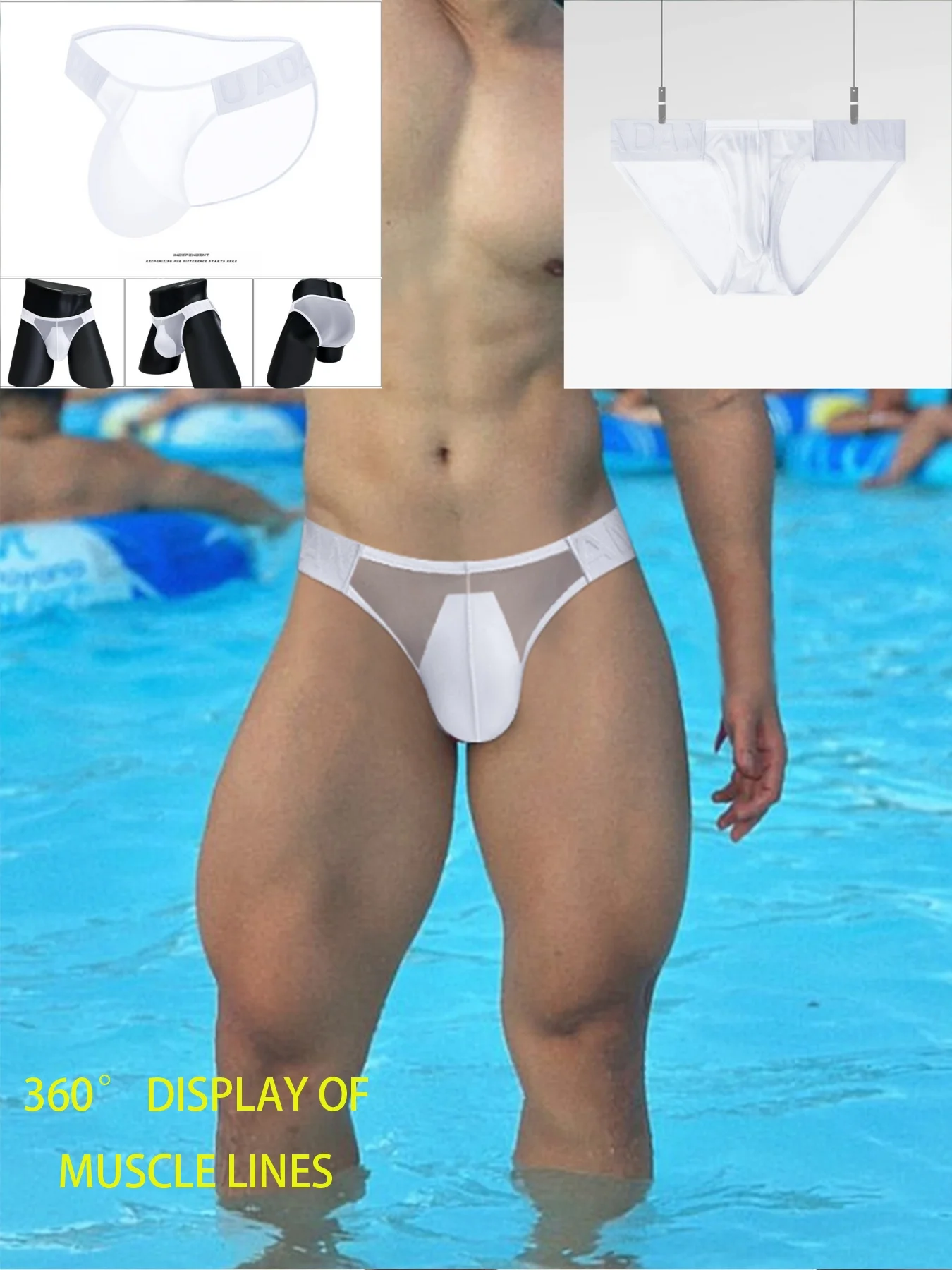 

Men's Ultra-Thin Ice Silk Briefs - Embossed Sheer Waistband Seamless Quick-Dry Athletic Underwear 4-Way Stretch Comfort Fit