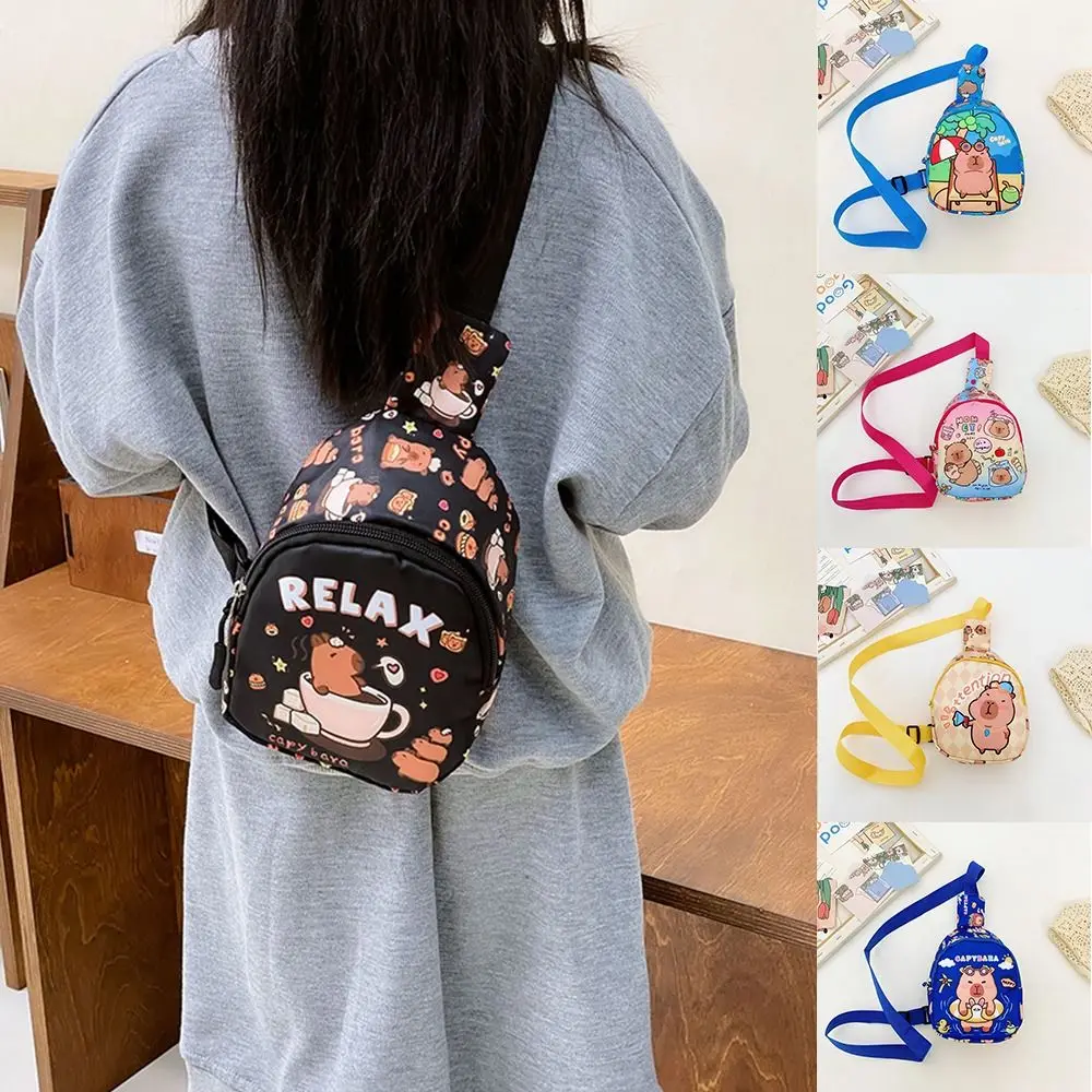 Fashion Polyester Capybara Chest Bag POP MART Adjustable Shoulder Strap Children's Crossbody Bag Casual Backpack Gift