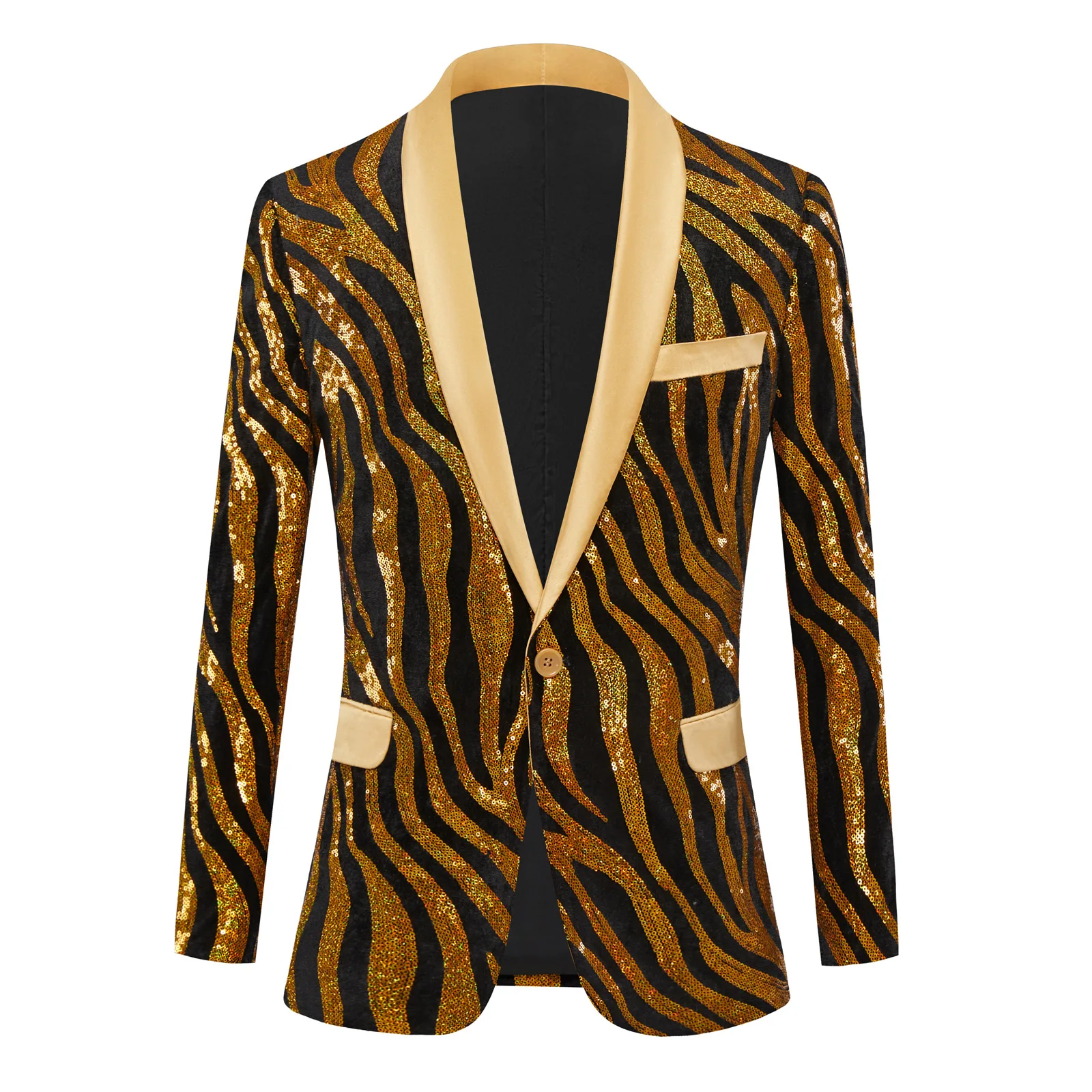 Fashionable Slim Fitting Men's long Sleeved Striped  Rhinestones And Sequins Formal Sportswear Wedding Parties Costume