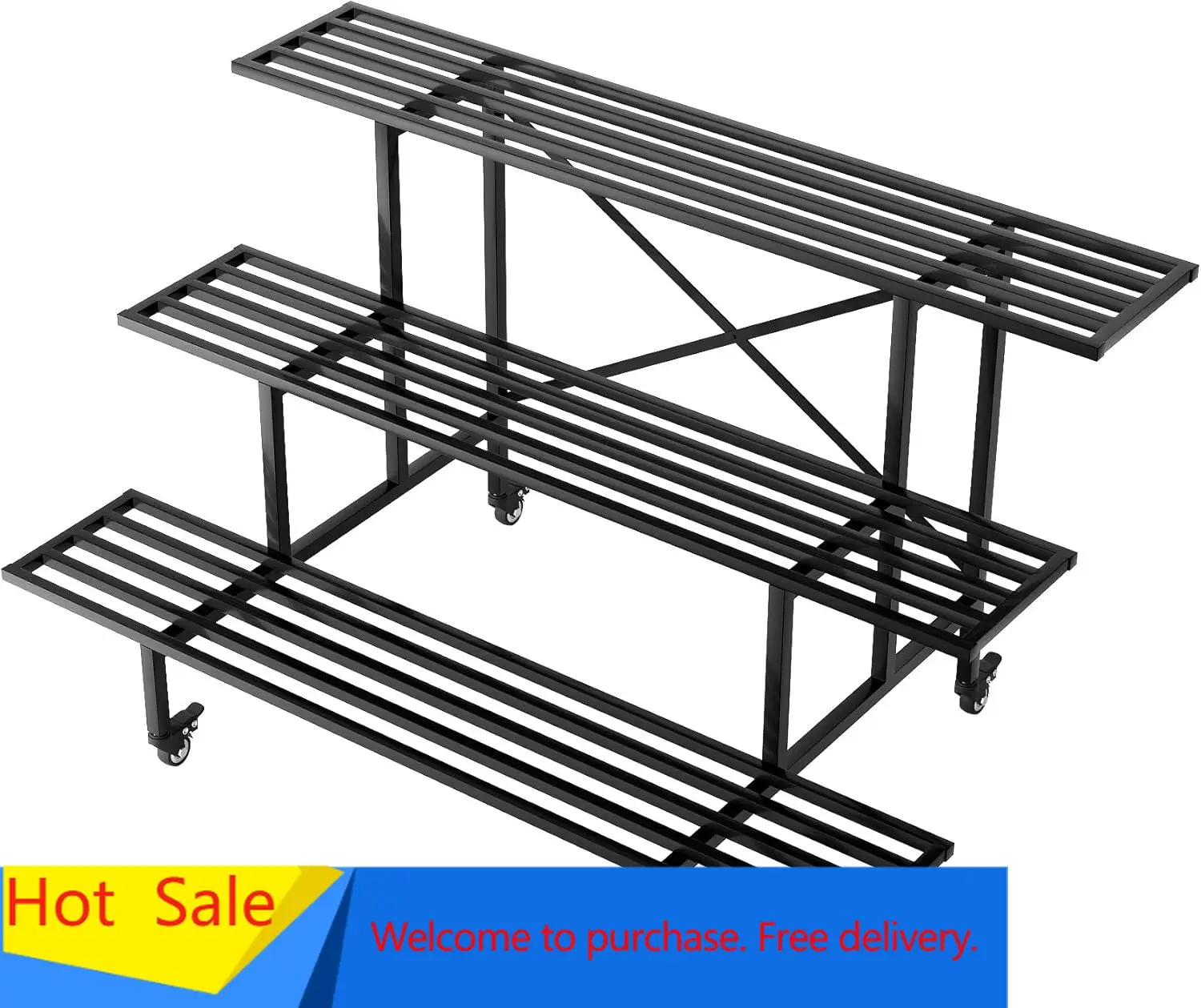 

3 Tier Sturdy Metal Plant Stand with Wheels, L45.67 x W26 x H26 inch, Heavy Duty Plant Holder for Home Indoor and Outdoor, 660 L