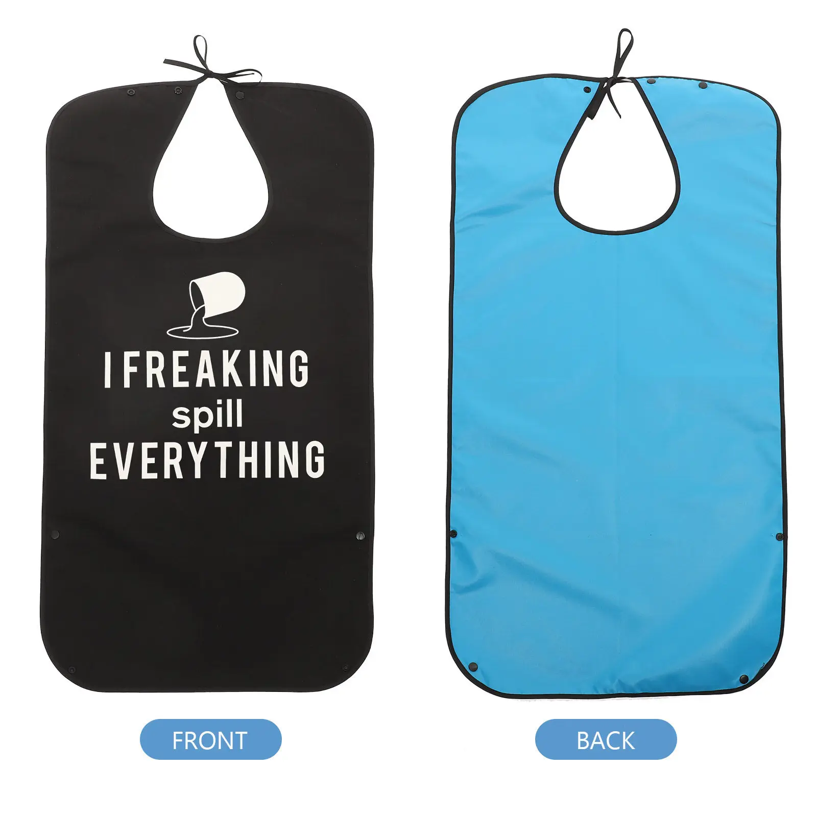 Funny Adult Waterproof Bib Soft Polyester Adjustable Dinner Bib for Elderly Disabled Hospital Use Washable Clothing Protector