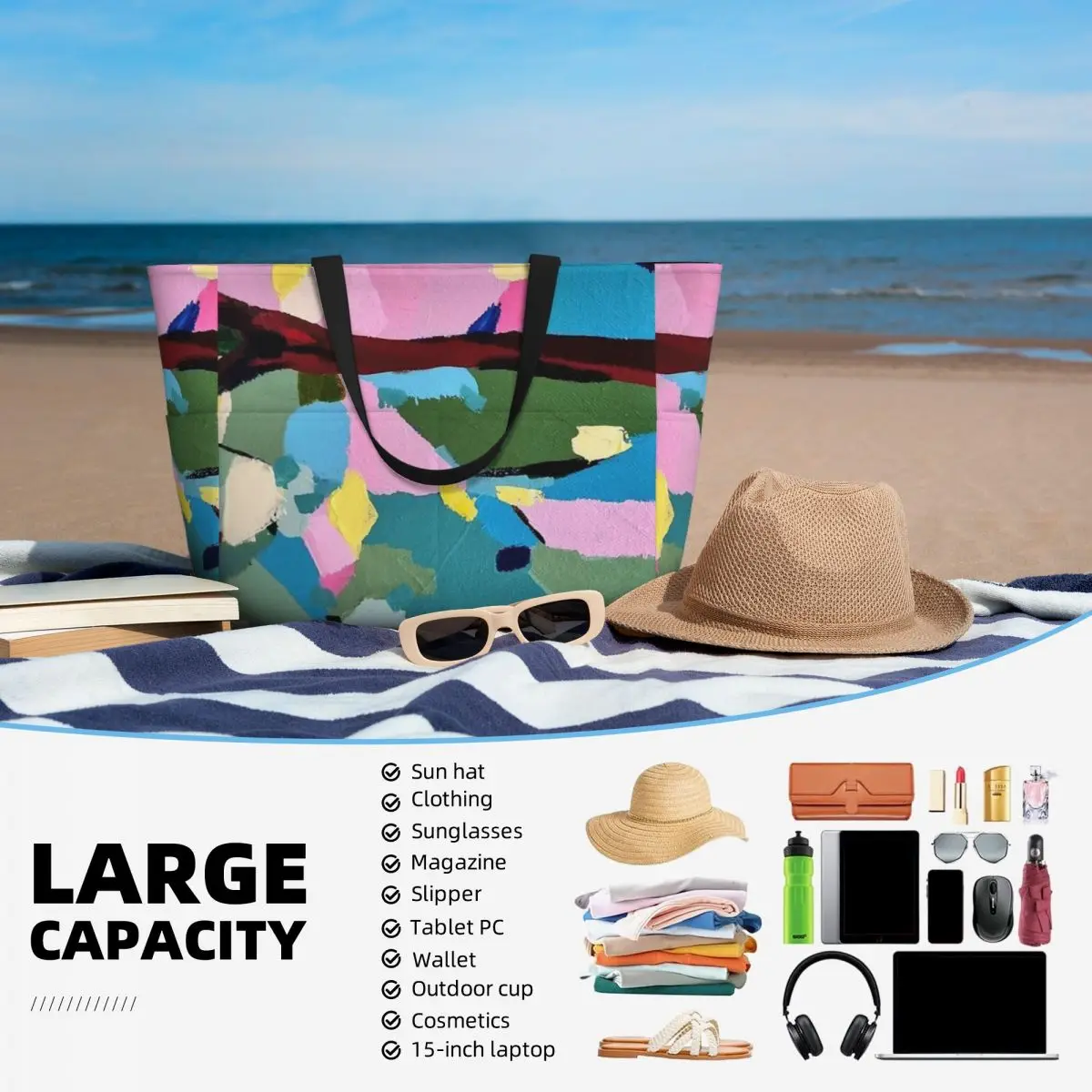 Bella borsa da viaggio da spiaggia con vernice astratta rosa, Tote Bag Holiday Shopping Out regalo di compleanno modello Multi-stile