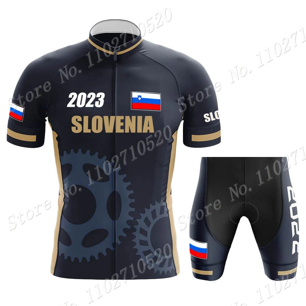 Slovenia National 2023 Cycling Jersey Set Summer Mens Bicycle Clothing Road Bike Shirts Suit Bicycle Bib Shorts MTB Ropa Maillot